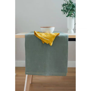 Linen Table Runner In Sage Green