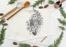 Load image into Gallery viewer, Floral Owl Tea Towel
